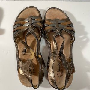 Clarks brown leather sandals, size 6